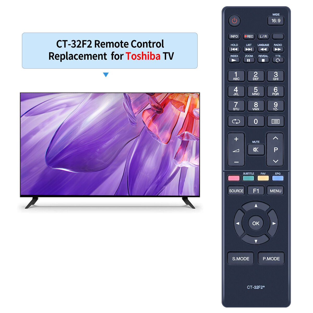 CT-32F2* Remote Control For Toshiba TV 24S1650 49S2650 CT-32F2* Remote Control For Toshiba TV 24S1650 49S2650