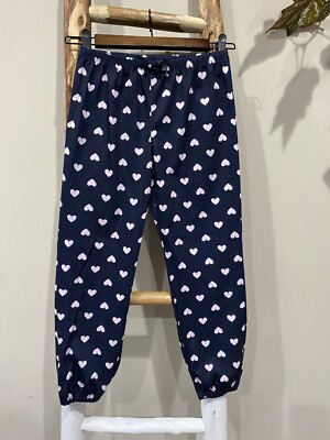 GAP Kids Sleep Pajama Pants Blue with Pink Hearts Size 8