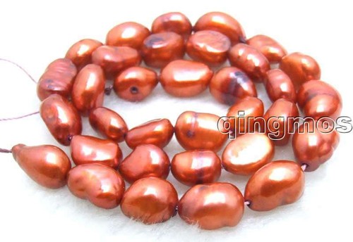 Cuentas sueltas de perlas rojas naturales BARROCAS 7-9 mm para hacer joyas hebras 14" L592 - Imagen 2 de 3
