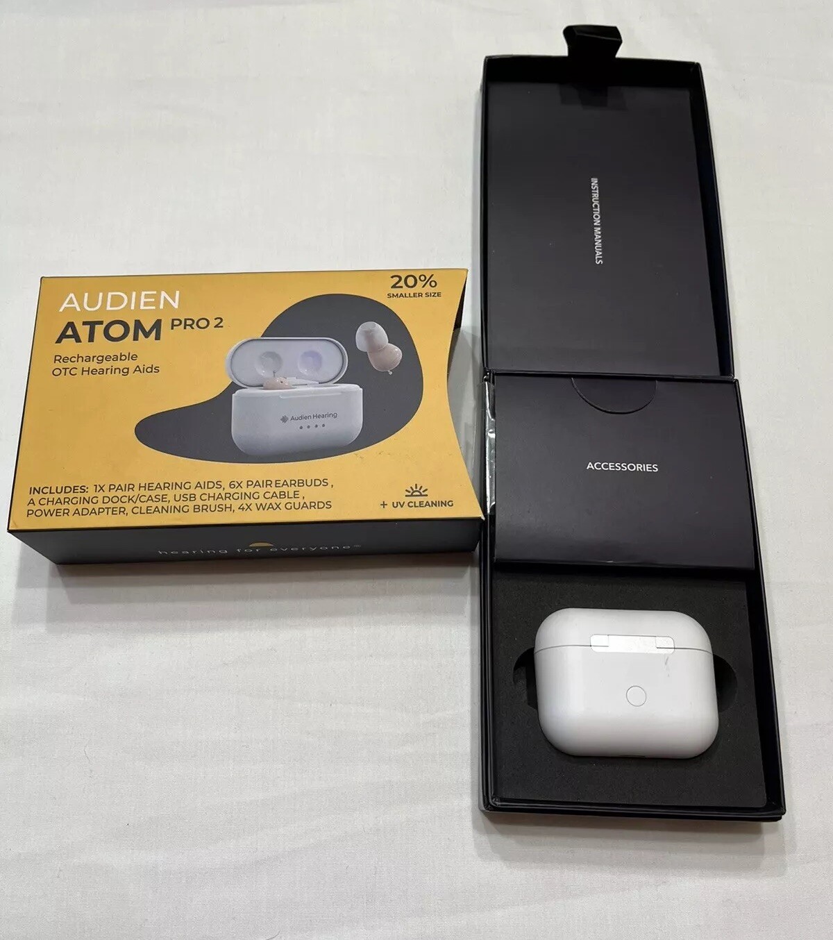 AUDIEN ATOM PRO 2 OTC 2 Rechargeable Hearing Aids & Charger Wireless
