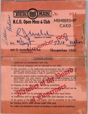 RARE FIND!  1960 Rhein Main N.C.O. Open Mess & Club Membership Card No. 001
