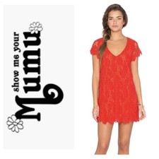 NWT Show Me Your Mumu Kylie Mini Dress in Spring Fling Lace Blood Orange XS