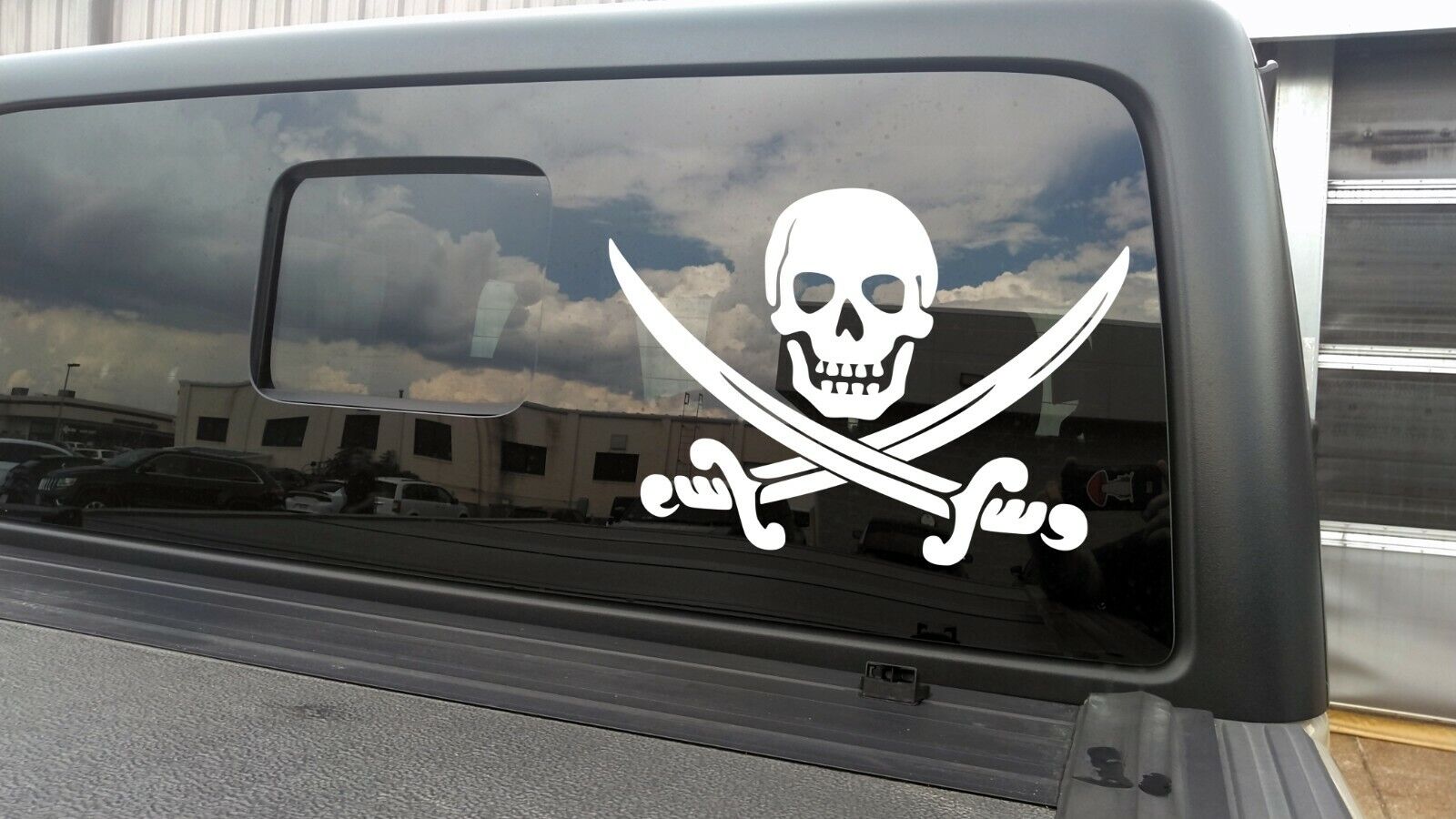 Skull Crossed Swords Flag - Reflective Sticker at Sticker Shoppe