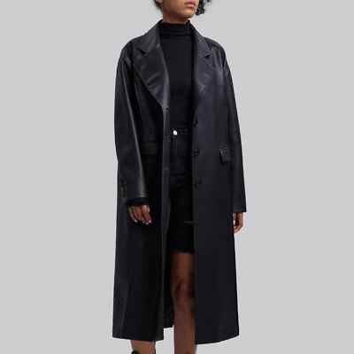 Trenchcoat Kunstledermantel Lang HELLO MISS Ledermantel Kunstleder
