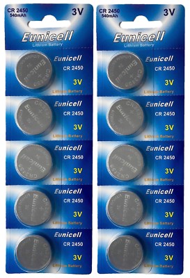       10 x CR2450 ( 3V 600 mAh)Lithium Batterie 2 Cards a 5 Batterien Euni