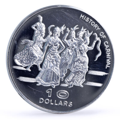 Dominica 10 dollars Independence History Carnival Dancers proof