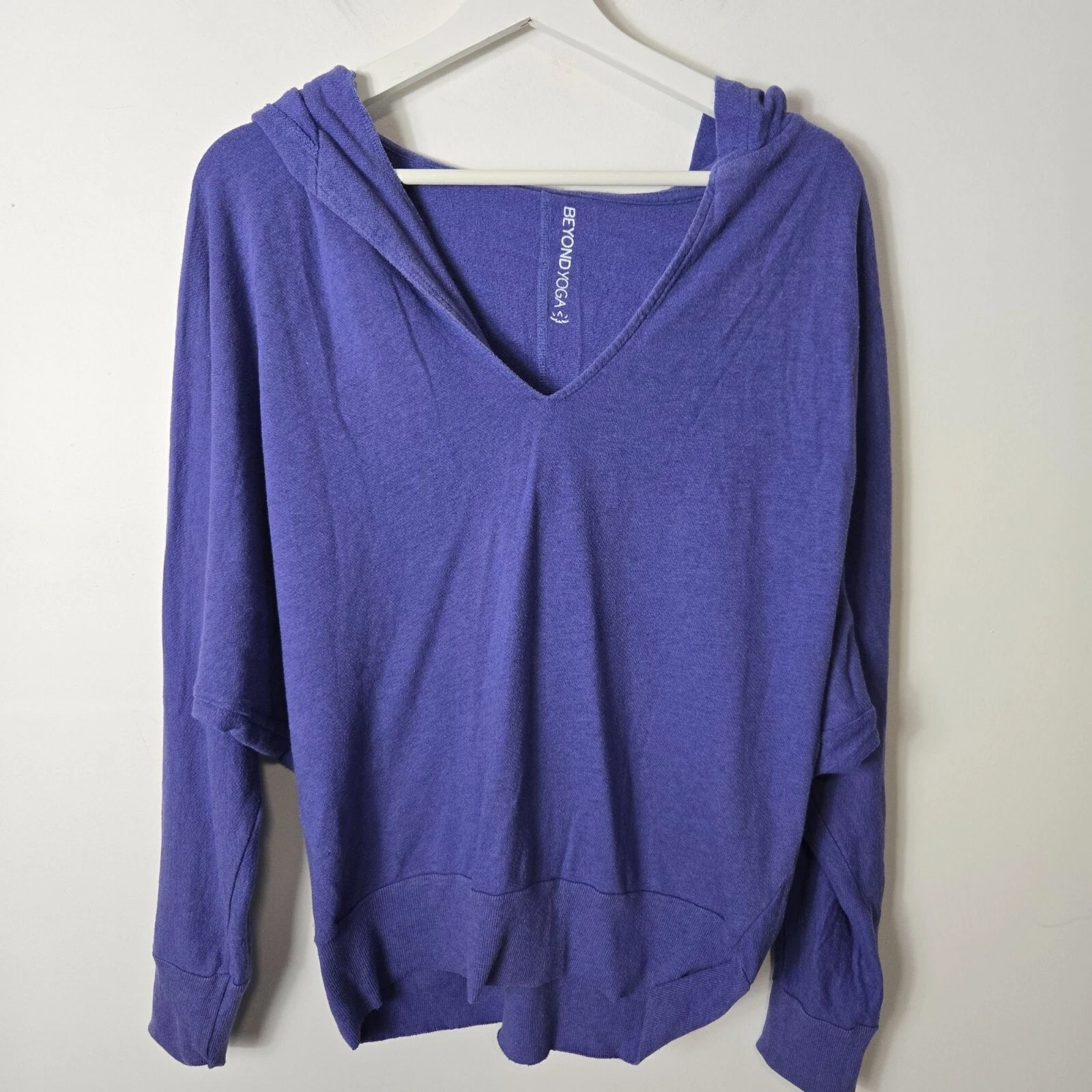 beyond-yoga pima cotton blend v-neck pullover hoodie