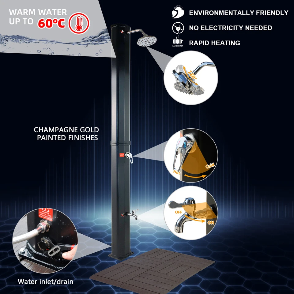 Solardusche 60L Solar Gartendusche Pooldusche Regendusche Außendusche - Bild 3 von 4