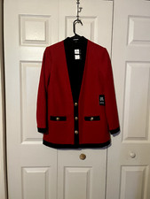Express Tipped Tweed Novelty Gold Button Jacket Blazer Size Small Nwt