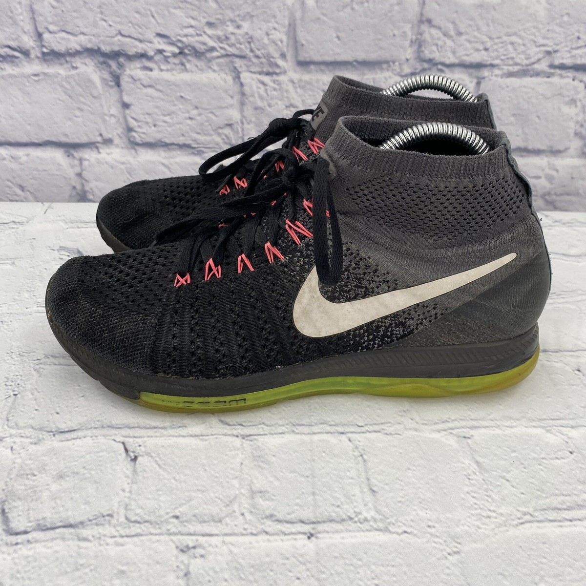Nike Zoom All Out Flyknit Men\'s 8.5 Black White Volt Mid Running Shoe 844134-002 Nike Zoom All Out Flyknit Black Volt for Sale | Authenticity  main image 4