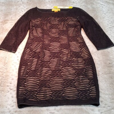 Catherine Malandrino Sleeved Embroidered Black Midi Dress Size 10 | eBay