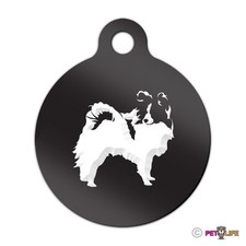 Papillon Engraved Keychain Round Tag w/tab v2 Many Colors