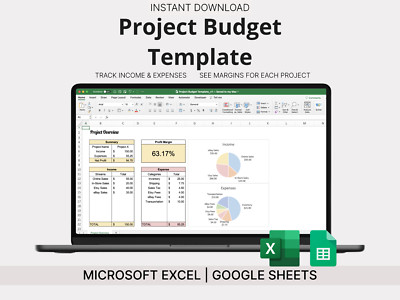 Project Budget Template! Microsoft Excel/Google Sheets, Track Income & Expenses