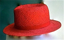 🎁 True Vintage 70s MAKINS NEW YORK Red Straw Hat Fedora USA Sz 7
