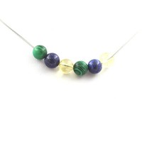 Steine Und Mineralien. Halskette Perlen Citrin + Lapislazuli + Malachit 8 Mm Cha