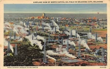 Postcard OK: Airplane View, Oil Field, Oklahoma City, Oklahoma, Linen, Unposted