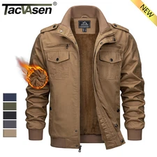 TACVASEN Men's Winter Bomber Jacket Fleece Cotton Thicken Casual Work Cargo Coat