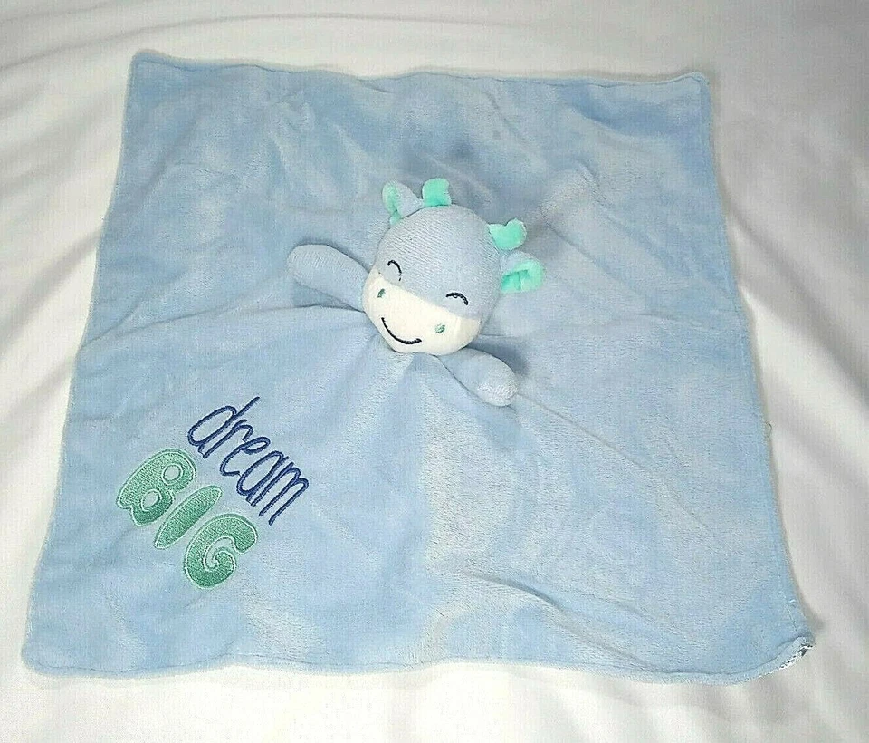 Manta de seguridad Baby Starters azul DREAM BIG jirafa sonajero Lovey espalda satinada Foto 3 de 3