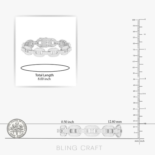 Brazalete de eslabones marineros baguette moissanita redonda de 7,33 quilates chapado en oro de 14 k - Imagen 4 de 18