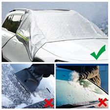 Universal 94"x56" Windshield Cover for Snow & Sun, 4-Layer Ice Frost Guard 