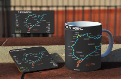 Nürburgring Nürburgringbahn - Keramik Kaffee / Teebecher + passender Untersetzer 