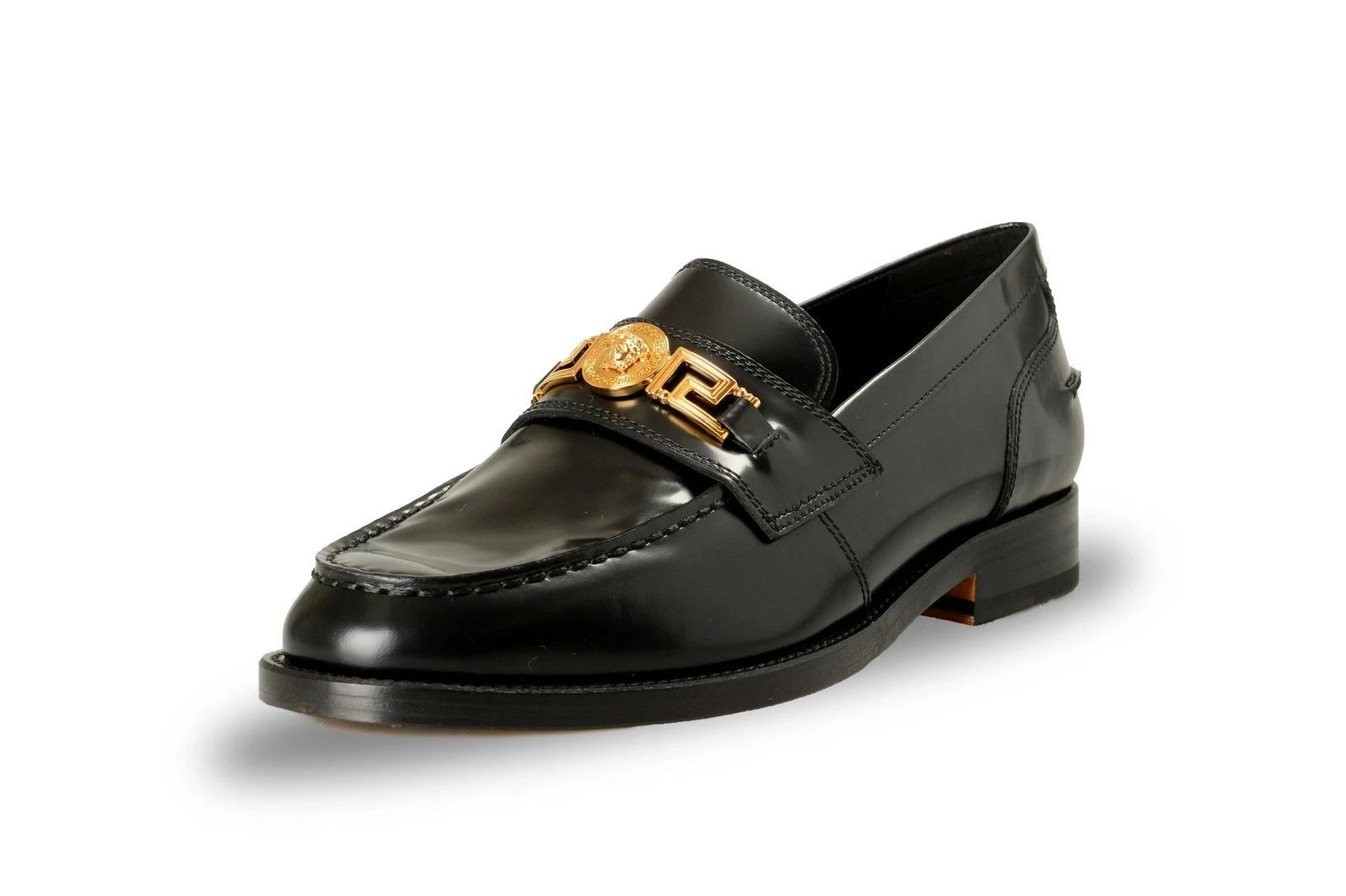 Versace — Versace Men's Black Leather Gold Medusa Logo Loafers Shoes US 8 IT 41