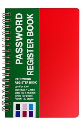 Mini Password Register Book with A-Z Tabs   Compact Password Organizer Red