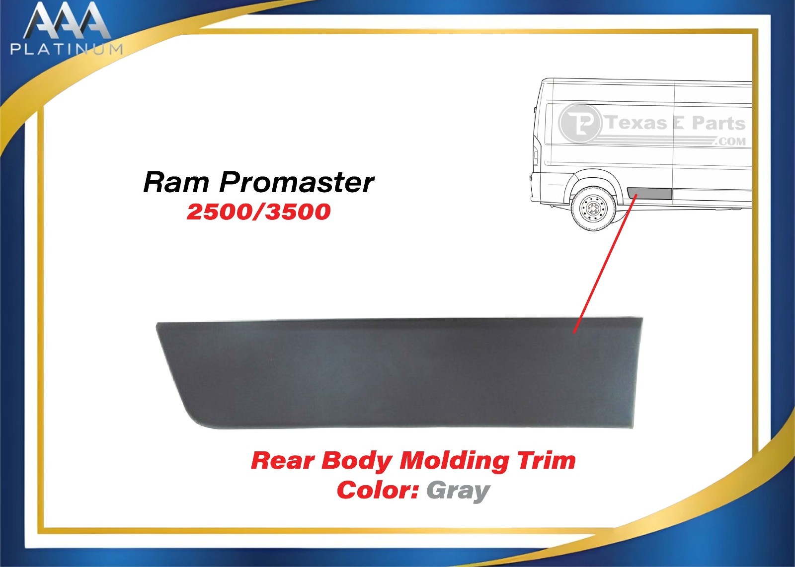 For 2015 2018 Ram ProMaster Extended Rear Right Side Body Trim Local Pickup