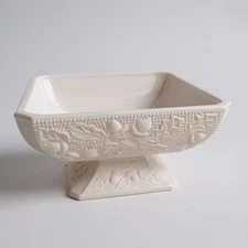 Jeanette Glass Shell Pink Candy Dish Square 6.5", pink milk glass