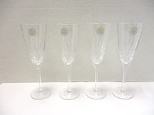 Princess House Highlights Crystal FOUR Fluted Champagne Goblets 8-5/8" Tall