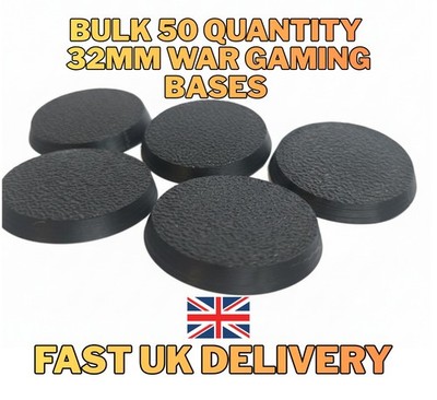 Bulk 50 - 32mm Wargames Bases Round Warhammer Wargaming AOS Tabletop Textured