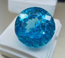 Cambodian Blue Color Huge Natural 50.30 Ct Zircon Round Cut Loose Gemstone
