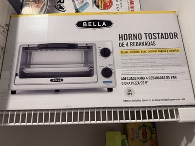 Bella 4 Slice Toaster Oven Stainless Steel Electric Auto Shut-off Timer