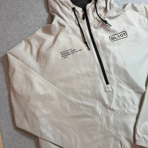 BL101 Lifestyle 101 Mens XXXL White Hooded Half Zip Windbreaker Baseball - product listing photo