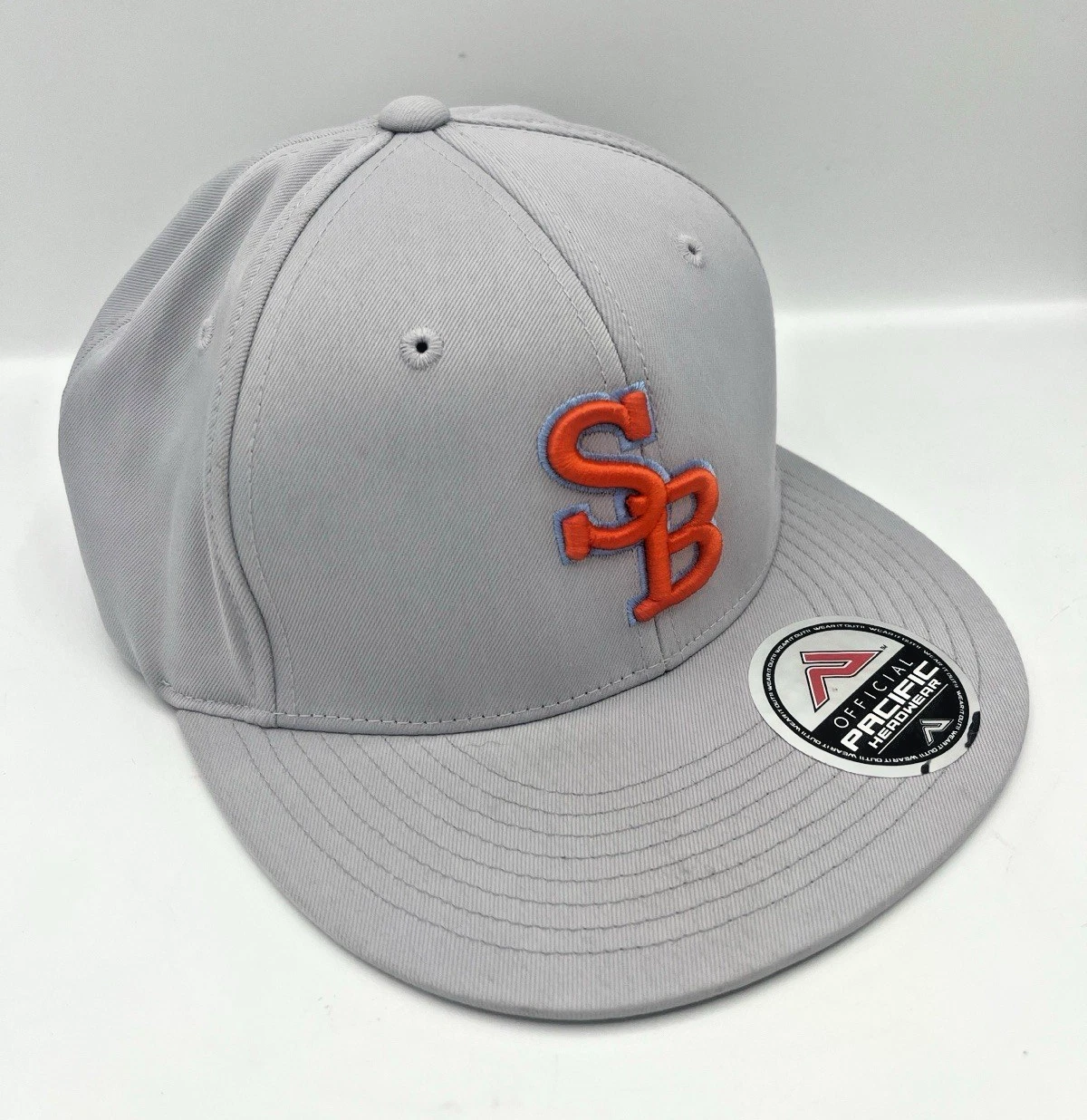 SB Fitted Baseball Hat Small-Medum Pacific Headwear White Gray Cap