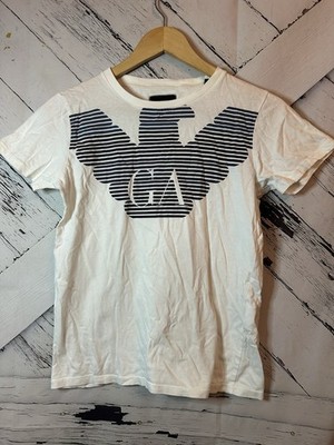 Emporio Armani Eagle Boys White Short Sleeve Logo Print Crewneck T-Shirt