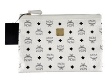 MCM New With Tags Medium White Pouch Logo Visetos Heritage