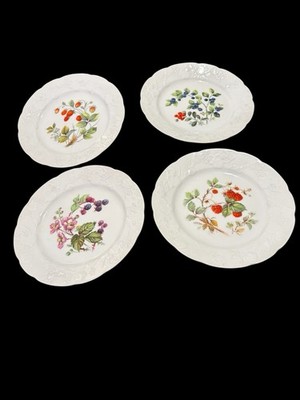 Dansk IVY Accent 4 Salad Plates Made in France Hand Painted Berry Design Cottage
