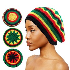New Jamaican Reggae Loose Knitted Beanie Warm Wool Knitted Rainbow Hat Soft