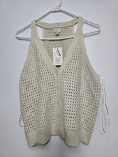 A New Day Women's V neck Button Down Sleeveless Vest Cardigan Size M Cream