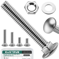60Pcs 1/4-20 Carriage Bolts Assortment Kit with Nuts and Washers, 304 Stainless