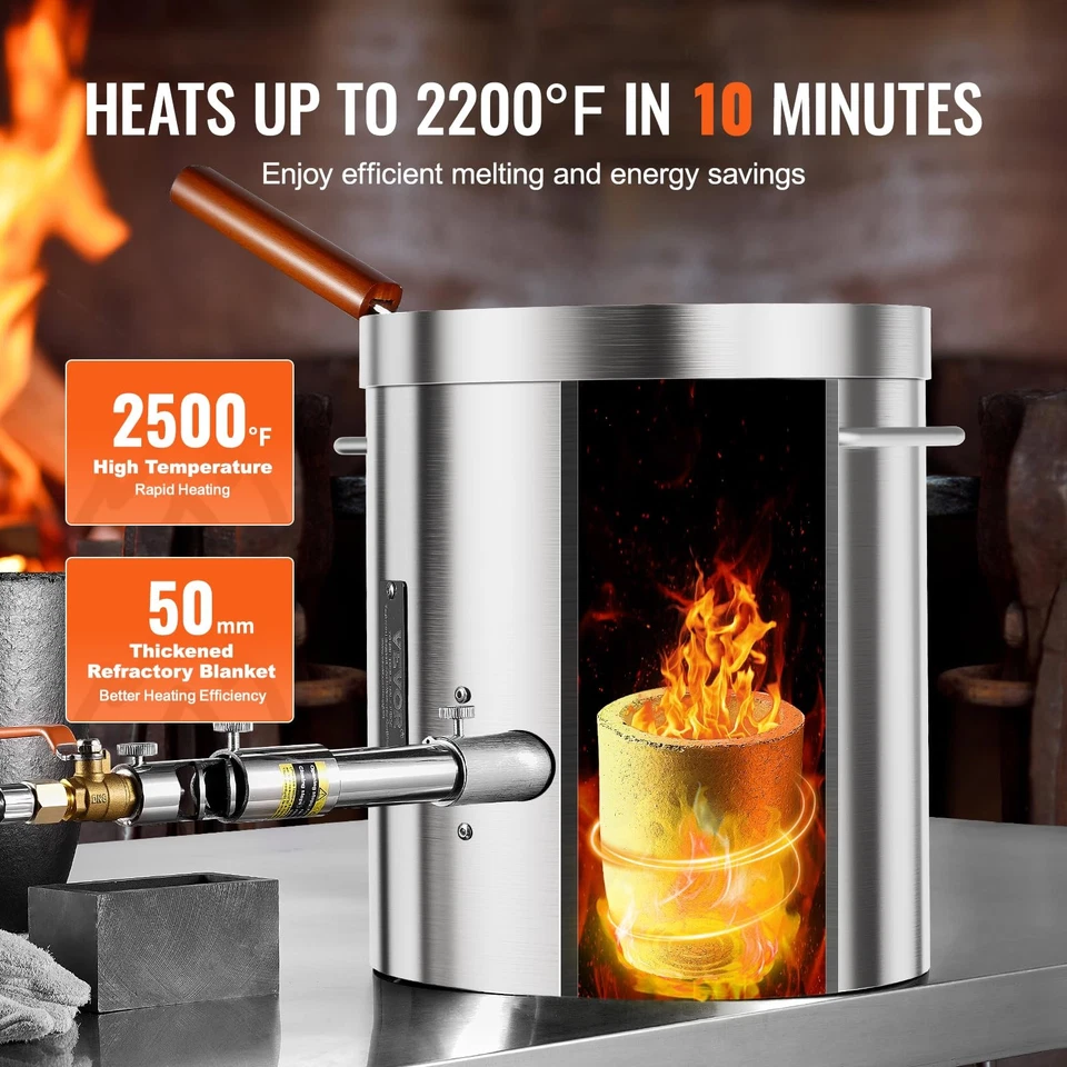 Horno de fusión de metal propano 8 kg duradero de acero inoxidable con mango de madera Foto 3 de 4