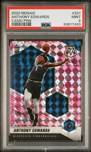 2020 Mosaic Anthony Edwards Camo Pink PSA Mint 9 T-Wolves #201 📈🔥