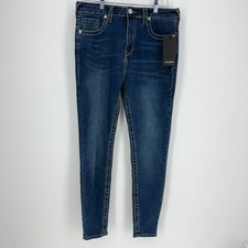 True Religion Halle High Rise Super Skinny Jeans Women Size 30 Blue Denim Stitch