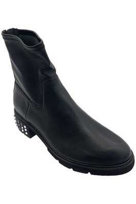 Donald Pliner Women's Eryna Zip Studded Leather Ankle Bootie Black