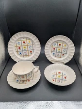 1-- Corinthian by Sebring China "Cottage Window" 5 Piece Dessert Set 1950s