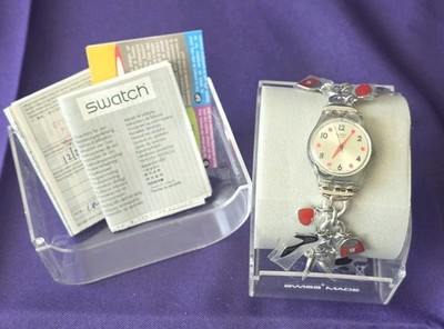 Rare Swatch LM134G Me And My Shoes Women s Watch Charm Bracelet NIB