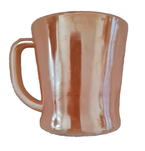 Vintage Anchor Hocking Fire King USA Peach Orange Luster Coffee Mug Cup USA