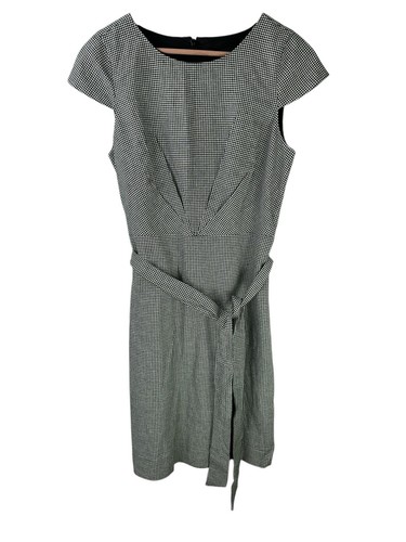 J Crew 365 Mini Houndstooth Print Linen Blend Tie Front Sheath Dress Size 6 $188 - Picture 12 of 23