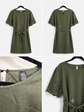 Shein Curve Olive Green Eyelet Sleeve Tie-Waist Dress Sz 4XL